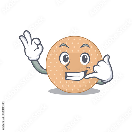 Caricature design of rounded bandage with cute call me pose