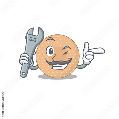 A caricature design concept of rounded bandage working as a mechanic