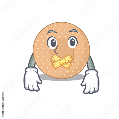 Rounded bandage cartoon character style having strange silent face