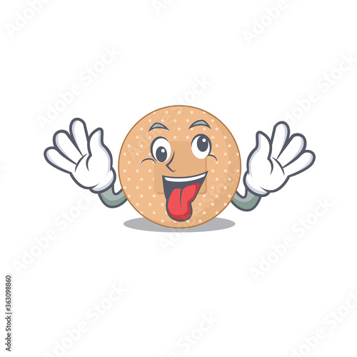 A mascot design of rounded bandage having a funny crazy face