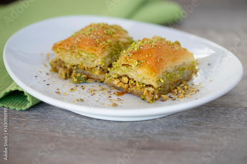 Traditional turkish sweets with pistachio - baklava