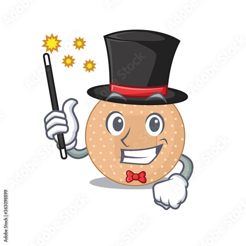 A smart Magician of rounded bandage caricature design style