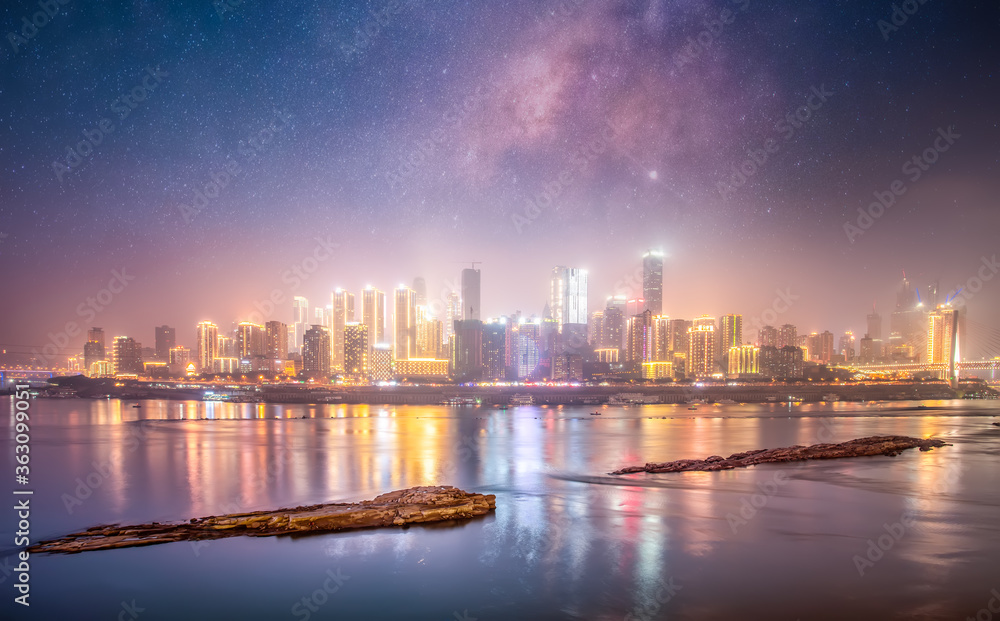 The skyline of night view of Chongqing urban architecture The skyline of night view of Chongqing urban architecture
