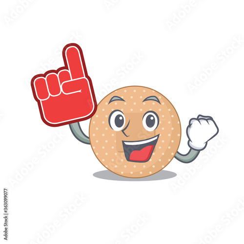 Rounded bandage in cartoon picture design with Foam finger