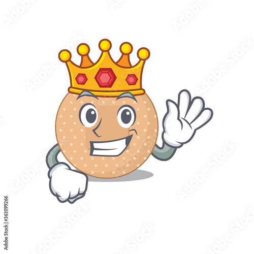 A humble King of rounded bandage caricature design style with gold crown