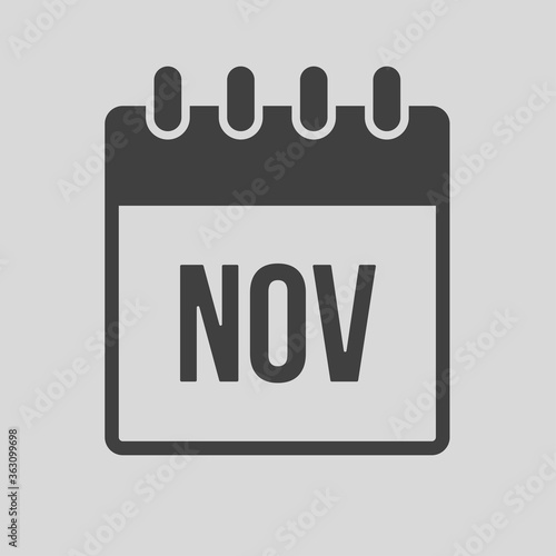 Vector icon day calendar, autumn month November