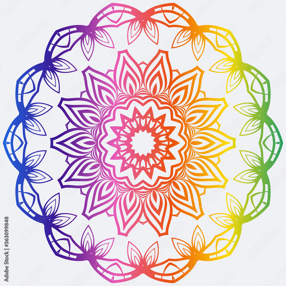 Sacred Oriental Mandala. Color Floral Ornament. Abstract Shapes In Asian Style. Vector Illustration.