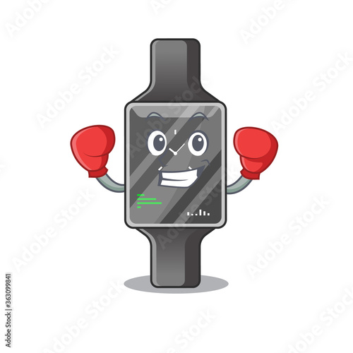 Smart watch Caricature character design as a champion of boxing competition
