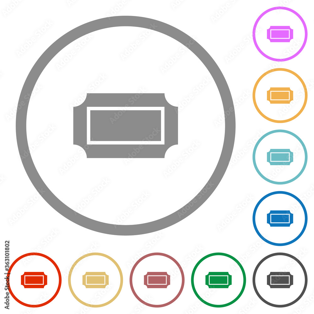 Ticket with straight edges flat icons with outlines Ticket with straight edges flat icons with outlines