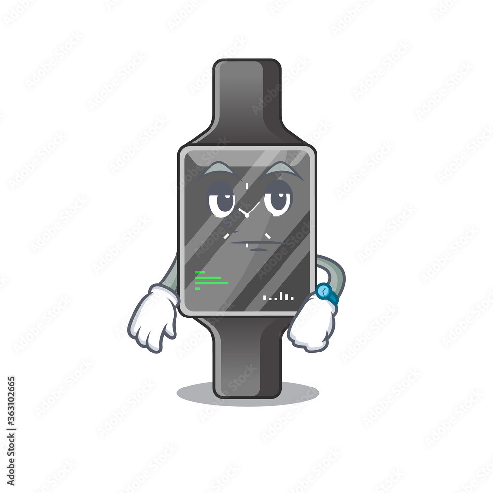 Mascot design style of smart watch with waiting gesture Mascot design style of smart watch with waiting gesture