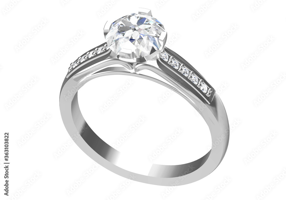 Wedding ring on white background. 3D rendering Wedding ring on white background. 3D rendering