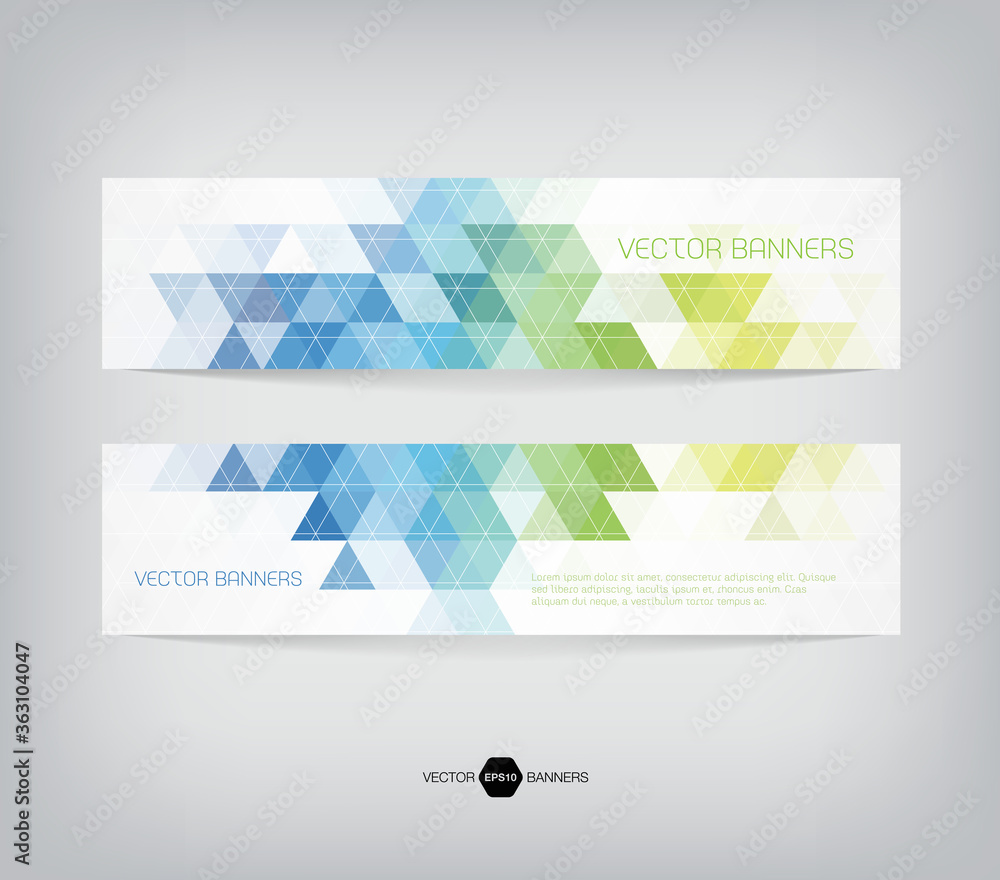 Fototapeta premium horizontal web banners with modern geometric backgrounds on white