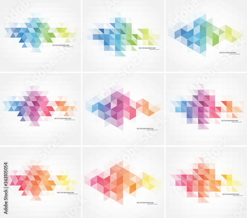collection of vector abstract triangular mosaic backgrounds