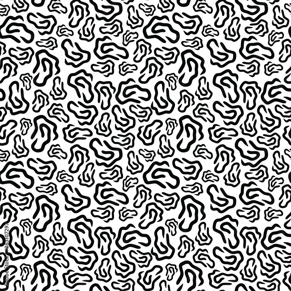 Seamless vector pattern. Hand drawn black waved lines. Simple and minimalistic pattern. Cartoon-like elements. Seamless vector pattern. Hand drawn black waved lines. Simple and minimalistic pattern. Cartoon-like elements.