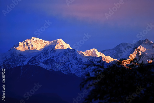 Kangchenjunga mountain range view from Pelling, sikkim, india