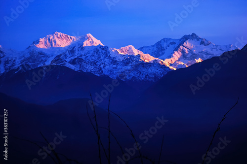 Kangchenjunga mountain range view from Pelling, sikkim, india