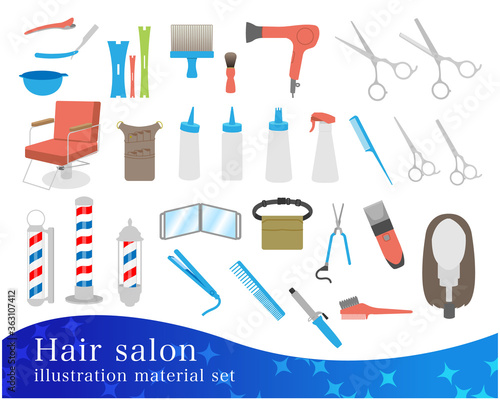 Hair salon illustration material set