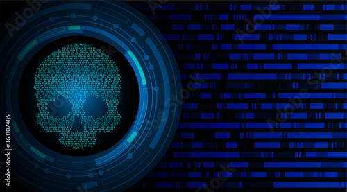 skull cyber circuit future technology concept background