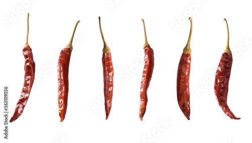 dry red chillis isolated on white background, red chilli spice, indian spice