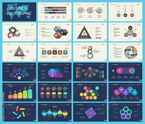 Set of sales or production concept infographic charts. Business design elements for presentation slide templates. For workflow report, advertising, banner, and brochure design.
