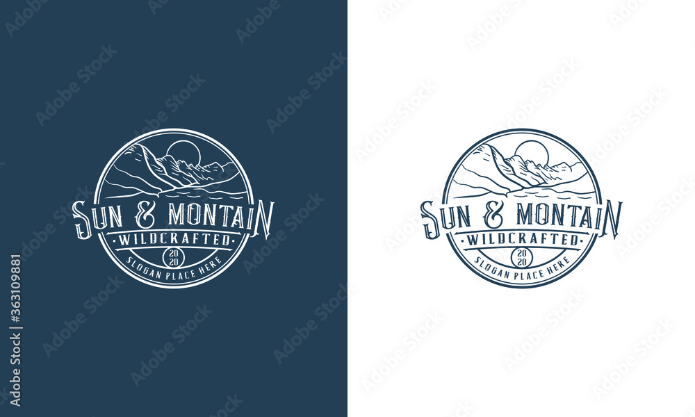 Vintage and Badge Mountain Logo Design