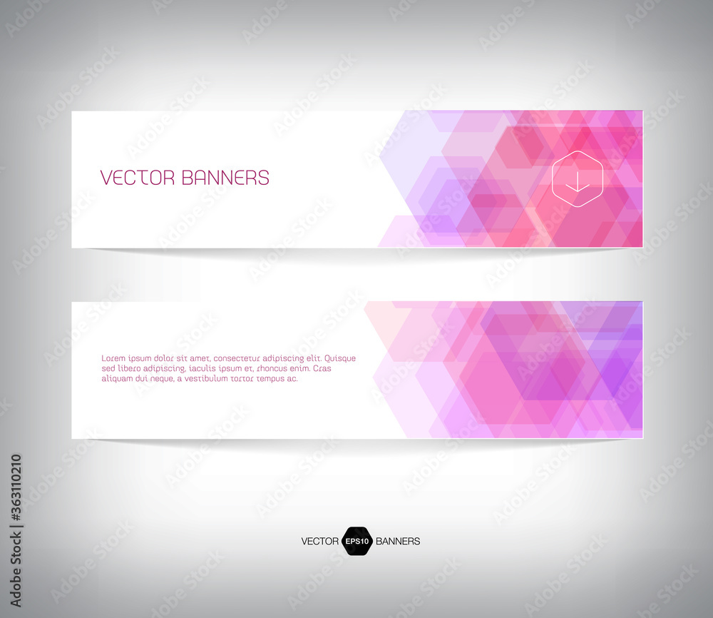 Fototapeta premium vector horizontal web banner design with purple geometric hexagonal background