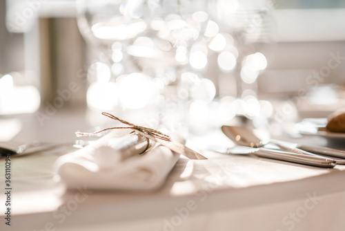 wonderfully laid festive table with decorative elements photo