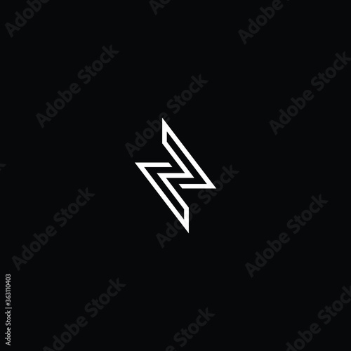 Minimal elegant monogram art logo. Outstanding professional trendy awesome artistic Z ZZ initial based Alphabet icon logo. Premium Business logo white color on black background