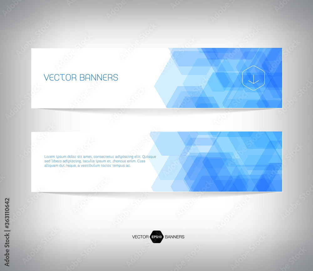 Fototapeta premium vector horizontal web banner design with blue geometric hexagonal background