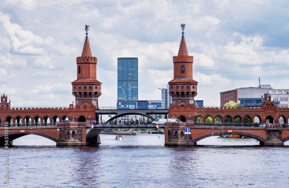 Oberbaumbrucke across the Spree, the longest bridge of Berlin, Germany Oberbaumbrucke across the Spree, the longest bridge of Berlin, Germany