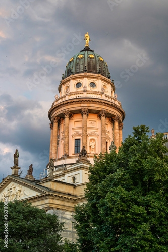 View of famous Gendarmenmarkt square at sunset in Berlin, Germany