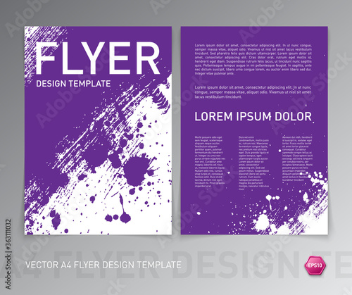 vector flyer, leaflet design template, book cover, brochure, with hand painted brush stroke and splatter