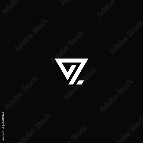Minimal elegant monogram art logo. Outstanding professional trendy awesome artistic VZ ZV initial based Alphabet icon logo. Premium Business logo white color on black background
