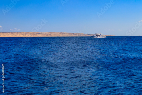 White yacht sailing in Red sea, Egypt