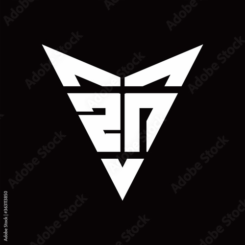 ZN Logo monogram with back drop shape logo design template