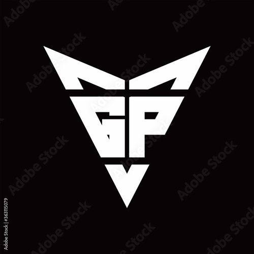 GP Logo monogram with back drop shape logo design template