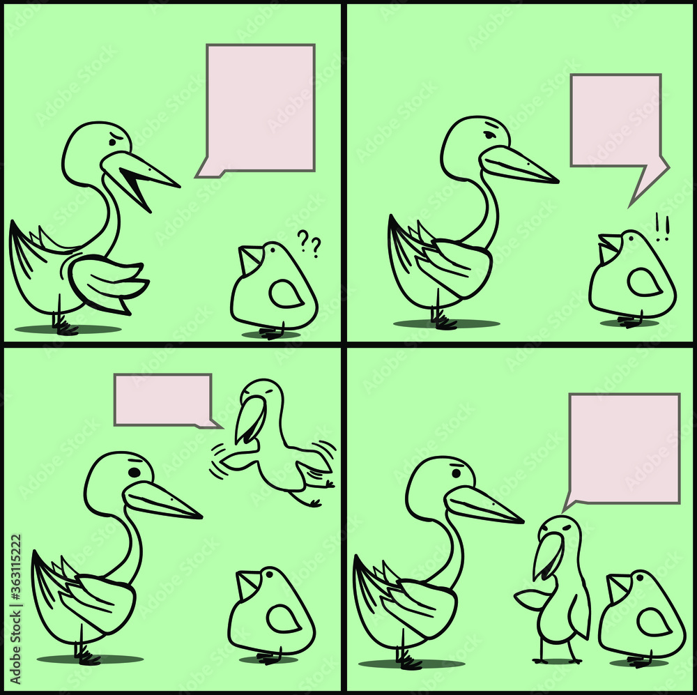 Obraz premium Funny birds talk in comic