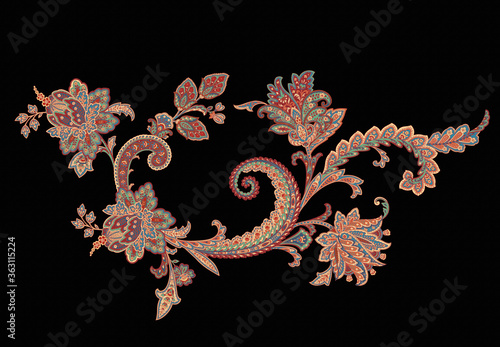 Classic paisley and fine lace pattern, Persian pattern，suitable for textile clothing and wallpaper design, invitation design © zhang
