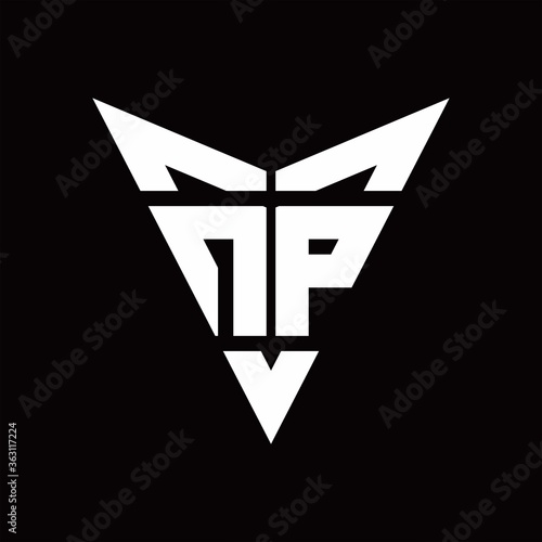 NP Logo monogram with back drop shape logo design template
