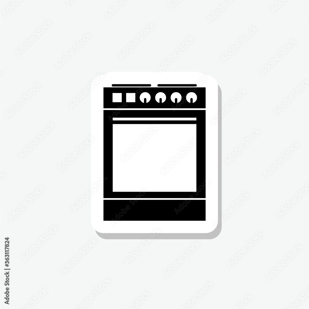 Oven sticker icon isolated on gray background Oven sticker icon isolated on gray background