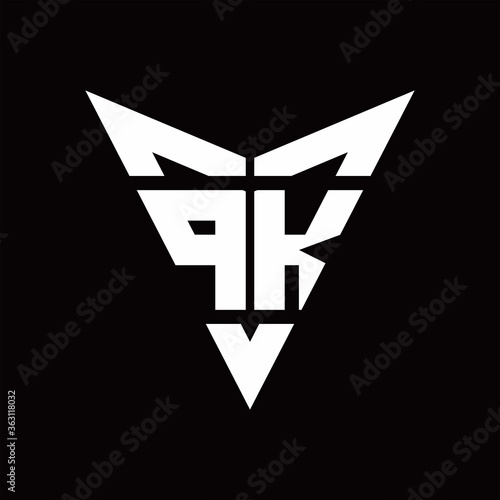 PK Logo monogram with back drop shape logo design template