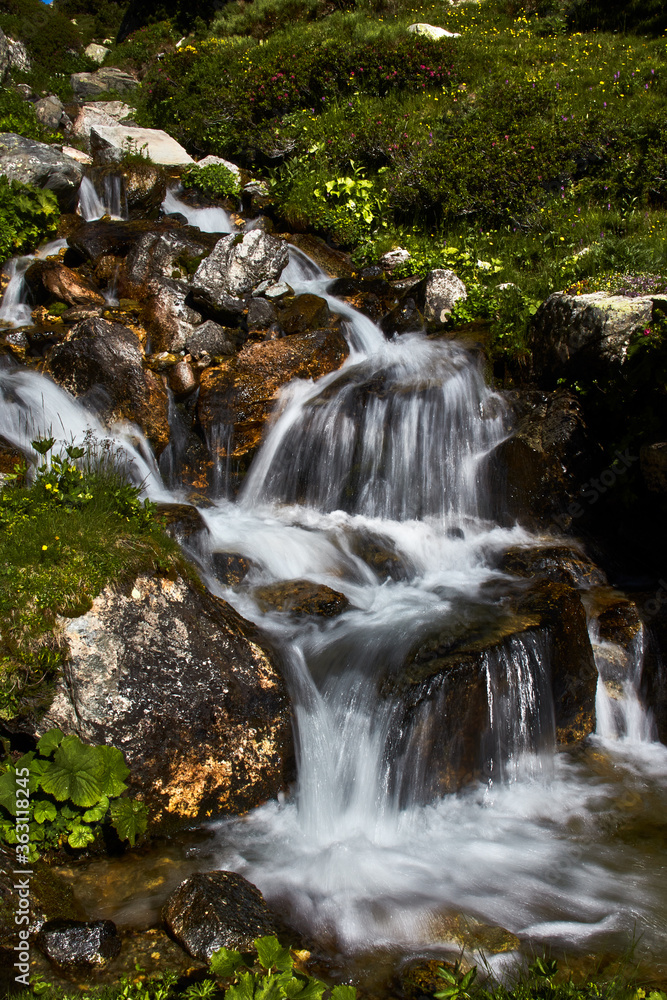 Waterfalls on a river in the forest