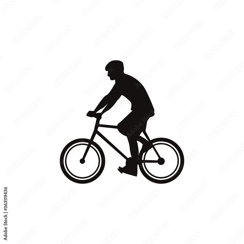 Obraz premium silhouette of man riding a bike illustration vector