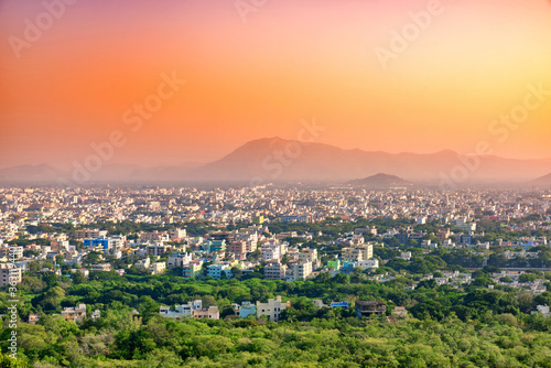 Aerial view of Tirupati city in South India, Andhra Pradesh. photo