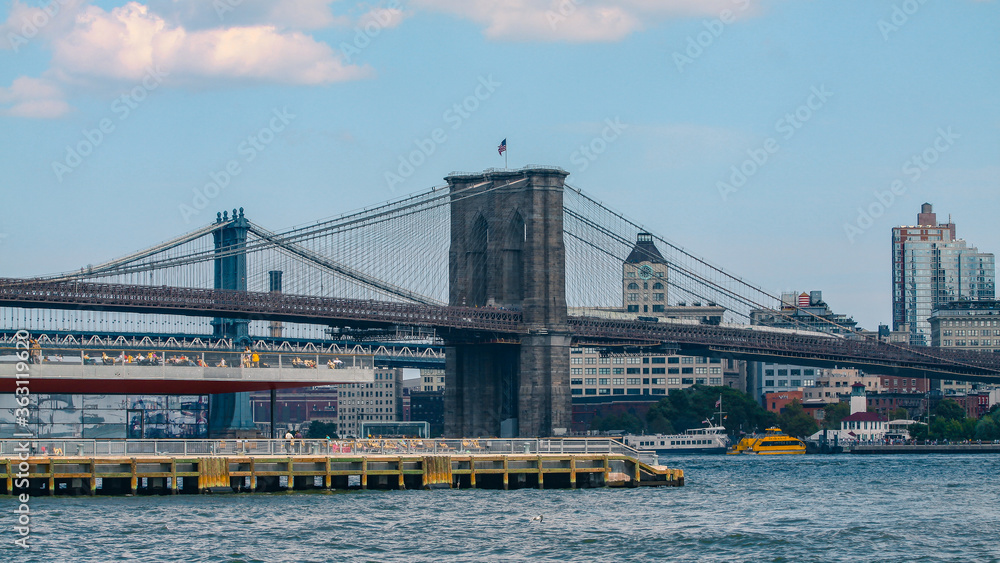 Brooklyn Bridge and Manhattan Bridge, shot from downtown Manhattan.