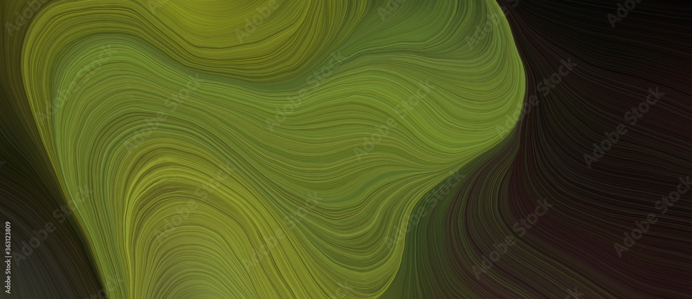 background graphic design with modern curvy waves background illustration with dark olive green, very dark green and olive drab color