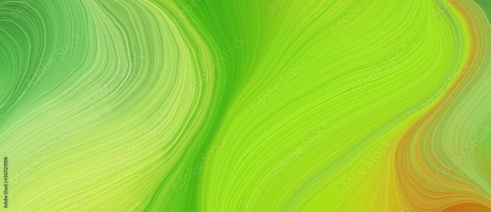 background graphic design with elegant curvy swirl waves background design with yellow green, light green and dark green color