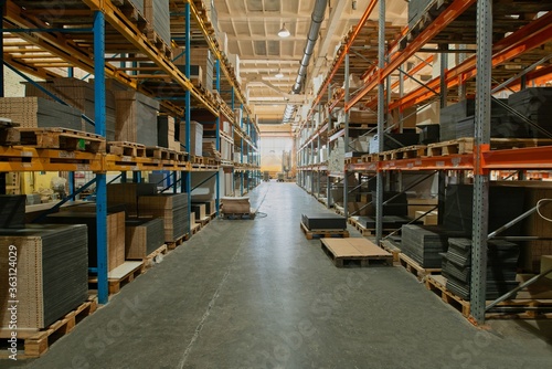 Huge warehouse interior on factory