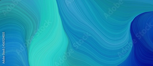 Fototapeta Naklejka Na Ścianę i Meble -  background graphic design with elegant curvy swirl waves background illustration with light sea green, dark blue and turquoise color