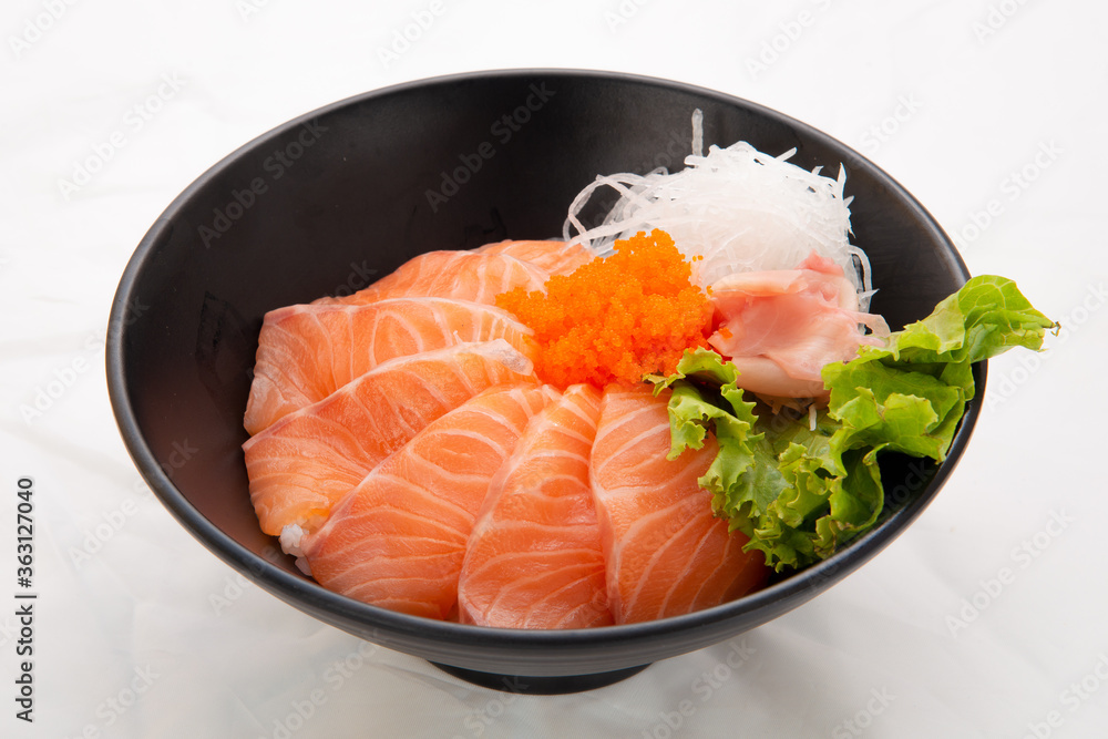 Japanese fresh sliced salmon donburi Stock Photo | Adobe Stock